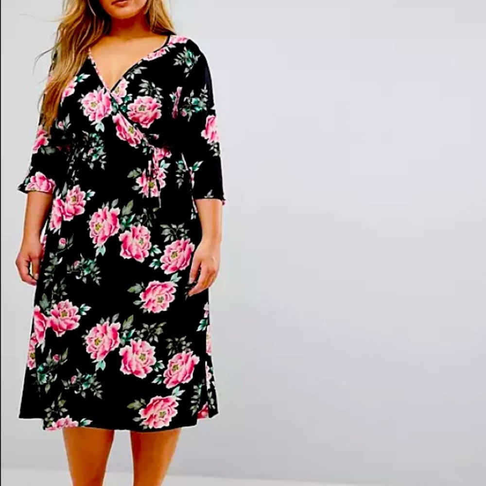 Influence Floral Print Wrap Midi Dress